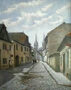 unknow artist A street in Czech town Vysoke Myto with Smekals  bakery oil painting reproduction